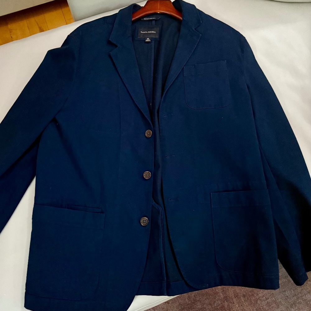 Banana Republic Men Navy Cotton Twill Unstructured Shirt Jacket/Blazer-44